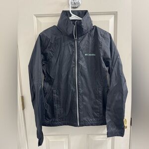 Columbia Black Raincoat Lightweight Water-Resistant